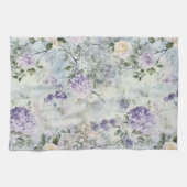 ロマンティッククリーム紫の花 キッチンタオル (横)