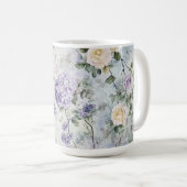 ロマンティッククリーム紫の花   コーヒーマグカップ (正面右)