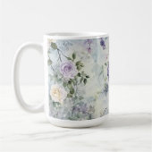 ロマンティッククリーム紫の花   コーヒーマグカップ (左)