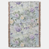 ロマンティッククリーム紫の花 スローブランケット (正面縦)