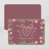 ロマンティックコテージコアバラ-ヴィンテージハートロケット サンキューカード (正面/裏面)