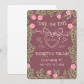 ロマンティックコテージコアバラ-ヴィンテージハートロケット セーブザデート (正面/裏面)