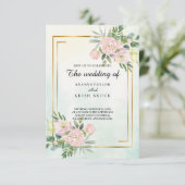 ロマンティックコテージピンク結婚フローラ 招待状 (スタンド正面)