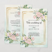 ロマンティックコテージピンク結婚フローラ 招待状 (正面/裏面)