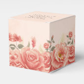ロマンティックコーラルバラ庭園の結婚式スクエア フェイバーボックス (正面サイド)