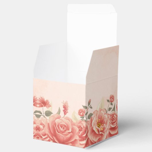 ロマンティックコーラルバラ庭園の結婚式スクエア フェイバーボックス (オープン)