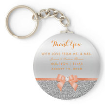 ロマンティックコーラルボウ&シルバーグリッター結婚ズ