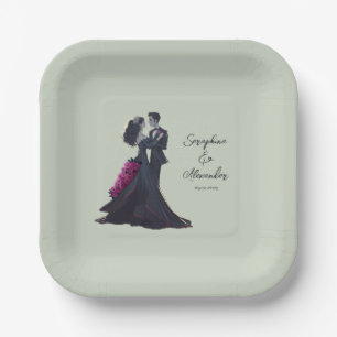 ロマンティックゴシックラバーズのエレガントな結婚式 ペーパープレート