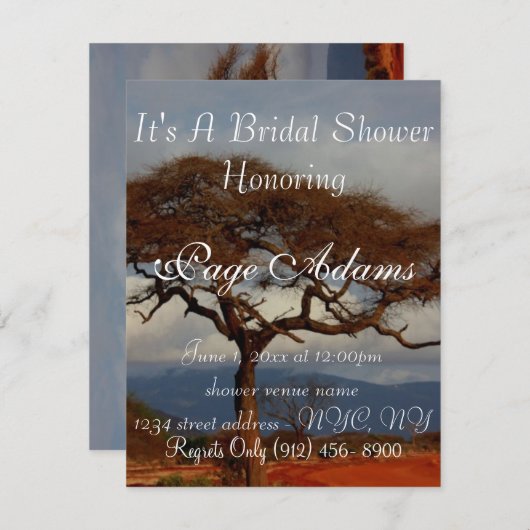 ロマンティックサファリアフリカブライダルシャワー 招待状 (正面/裏面)