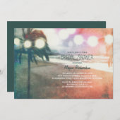 ロマンティックサンセットビーチランタンズブライダルシャワー 招待状 (正面/裏面)