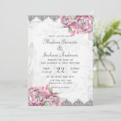 ロマンティックシックピーニーフローラ結婚式招待状 招待状 (スタンド正面)