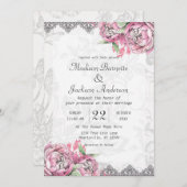 ロマンティックシックピーニーフローラ結婚式招待状 招待状 (正面/裏面)