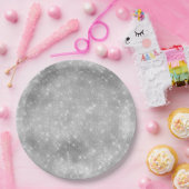 ロマンティックシルバースパークルグリジーブライダルシャワー ペーパープレート (パーティー)