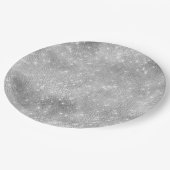 ロマンティックシルバースパークルグリジーブライダルシャワー ペーパープレート (アングル)