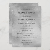 ロマンティックシルバーフローラレースブライダルシャワー 招待状 (正面/裏面)