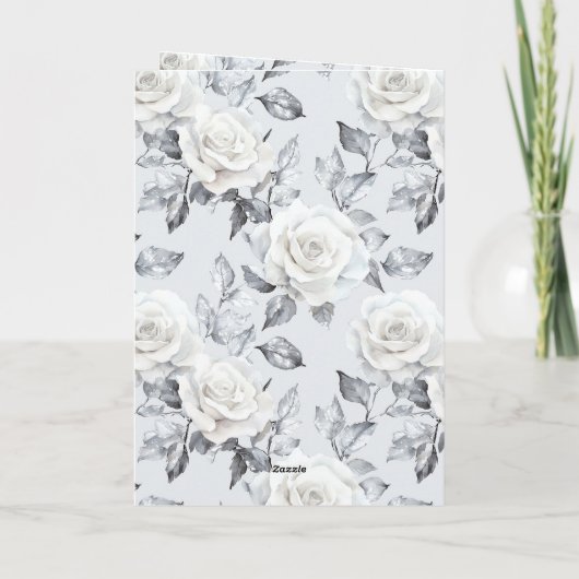 ロマンティックシルバーホワイトローズ結婚フローラ カード (裏面)