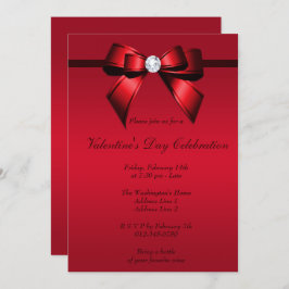 ロマンティックジェムボウ&リボンバレンタインデーパーティー 招待状