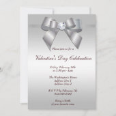 ロマンティックジェムボウ&リボンバレンタインデーパーティー 招待状 (正面)