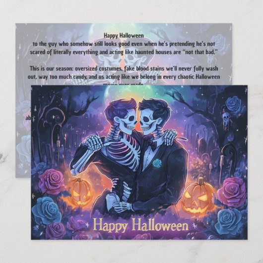 🌈🎃ロマンティックスケルトンダンスカード 招待状 (正面/裏面)