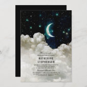 ロマンティックスターズアンドムーンブライダルシャワー 招待状 (正面/裏面)