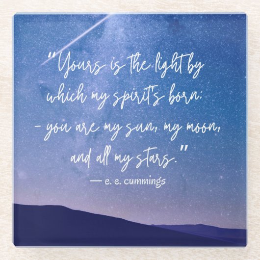 ロマンティックスターズカミングズ引用文 ガラスコースター (正面)