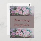 ロマンティックスピンクワイルドバラ絵画ズのはがき ポストカード (正面/裏面)