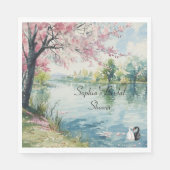 ロマンティックスワンズレイクブライダルシャワー スタンダードランチョンナプキン (正面)