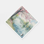 ロマンティックスワンズレイクブライダルシャワー スタンダードランチョンナプキン (角)