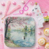 ロマンティックスワンズレイクブライダルシャワー ペーパープレート (パーティー)