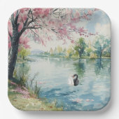 ロマンティックスワンズレイクブライダルシャワー ペーパープレート (正面)