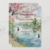 ロマンティックスワンズレイクブライダルシャワー 招待状 (正面/裏面)