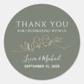 ロマンティックセージグリーン結婚式の引き出物 ラウンドシール (正面)