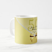 ロマンティックダイヤモンド&金ゴールドボウ50誕生日 コーヒーマグカップ (正面左)