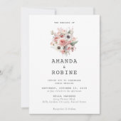 ロマンティックダスティバラフローラ結婚式招待状 招待状 (正面)
