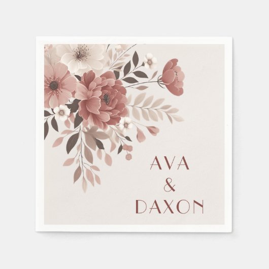 ロマンティックダスティバラ&赤面フローラ結婚ズ スタンダードカクテルナプキン (正面)