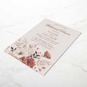 ロマンティックダスティピンクフローラリハーサルディナー 箔招待状 (回転した状態)