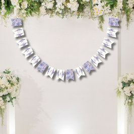 ロマンティックダスティブルーとライラックの紫陽花の結婚式 バンティングフラッグ