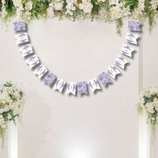 ロマンティックダスティブルーとライラックの紫陽花の結婚式 バンティングフラッグ