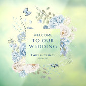 ロマンティックダスティブルーウェルカム結婚フローラ ウィンドウサイン (シート3)