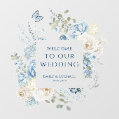 ロマンティックダスティブルーウェルカム結婚フローラ ウィンドウサイン (シート)