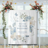ロマンティックダスティブルーウェルカム結婚フローラ タペストリー