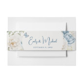 ロマンティックダスティブルーウェルカム結婚フローラ 招待状ベリーバンド (正面例)