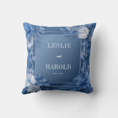 ロマンティックダスティブルーガーデン開花結婚ズ クッション (裏面)