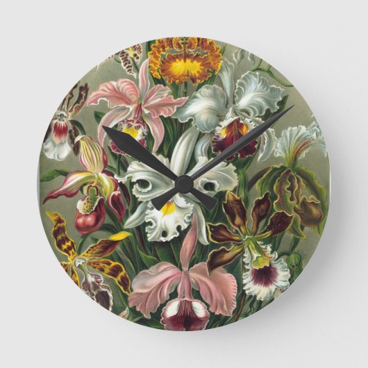 ロマンティックデートの花 ラウンド壁時計 (正面)