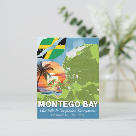 ロマンティックハニームーン モンテゴベイ ジャマイカ マップ ポストカード (スタンド正面)