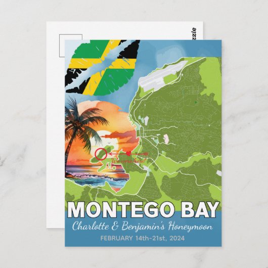 ロマンティックハニームーン モンテゴベイ ジャマイカ マップ ポストカード (正面/裏面)