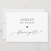 ロマンティックハートスクリプトフラワーガールプロポーズカード 招待状 (正面)