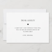 ロマンティックハートスクリプトフラワーガールプロポーズカード 招待状 (裏面)