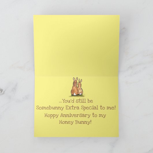 ロマンティックバニーラビットイエローアニバーサリー誕生日 カード (内部)