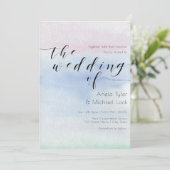 ©ロマンティックパステルウォーターカラータイポグラフィ結婚ズ 招待状 (スタンド正面)